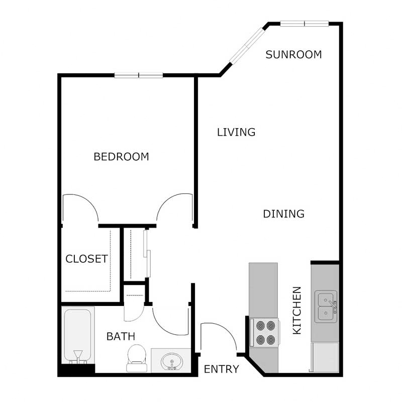 1 BEDROOM 1 BATH W/ SUNROOM