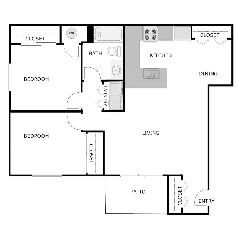 2 Bedroom 1 Bathroom - Lower