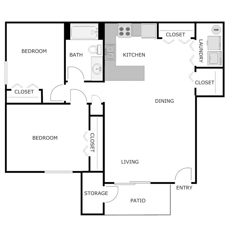 2 Bedroom 1 Bathroom - Lower