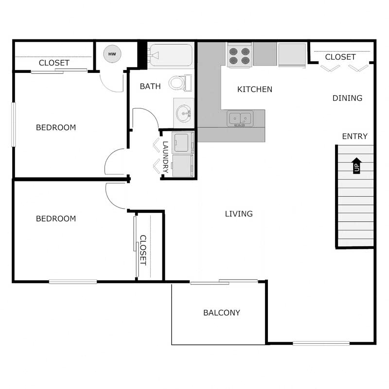2 Bedroom 1 Bathroom - Upper