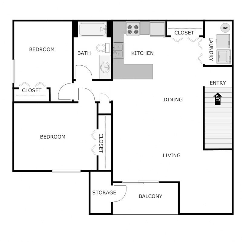 2 Bedroom 1 Bathroom - Upper