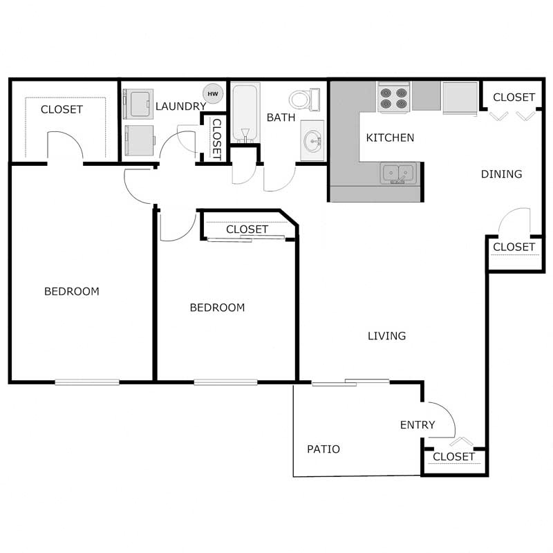 2 Bedroom 1 Bathroom - Lower