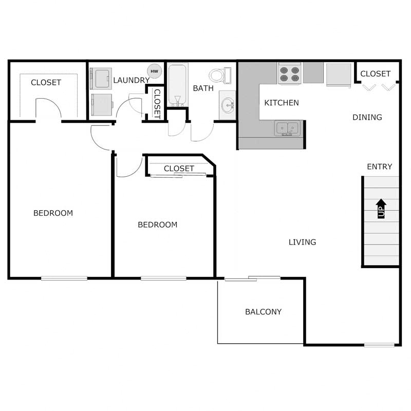 2 Bedroom 1 Bathroom - Upper