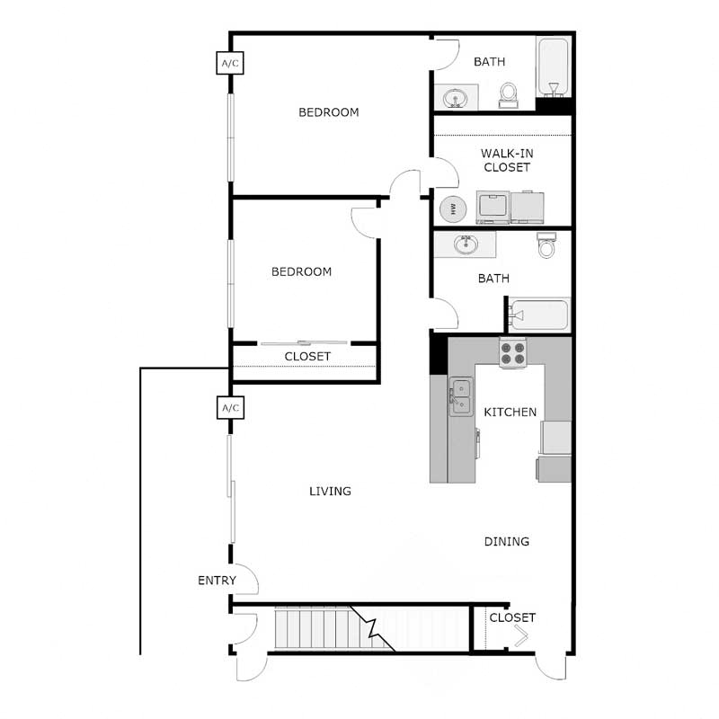Two Bedrooms Two Bathrooms Lower