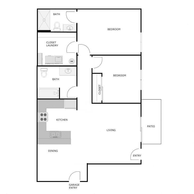 2 Bedroom 2 Bathroom - Lower - 1 Car Garage