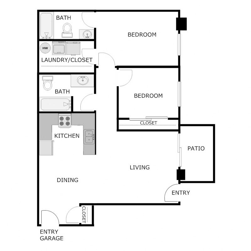 Lower 2 bed 2 bath