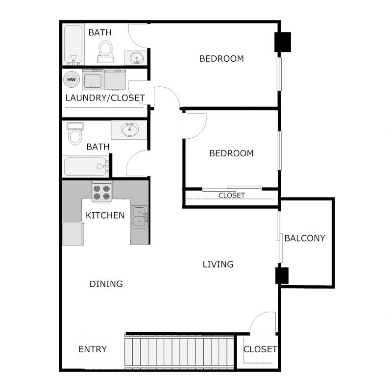 Upper 2 bed 2 bath
