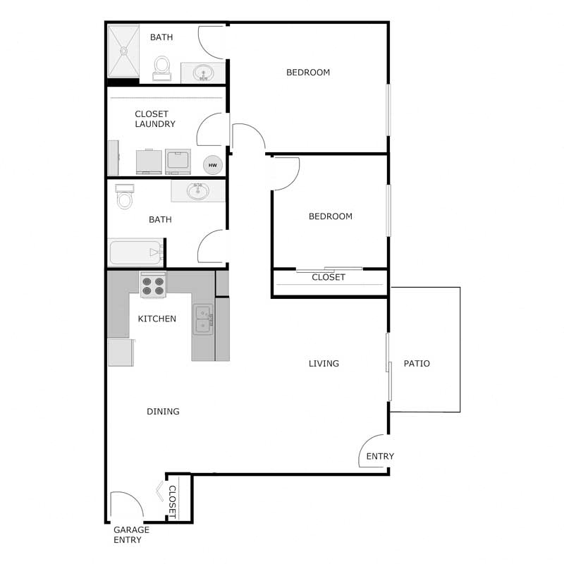 Two bedrooms Two Bathrooms Lower