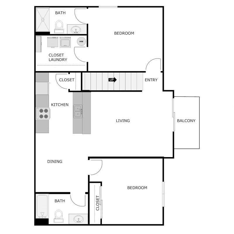 2 Bedrooms 2 Bathrooms Upper Split