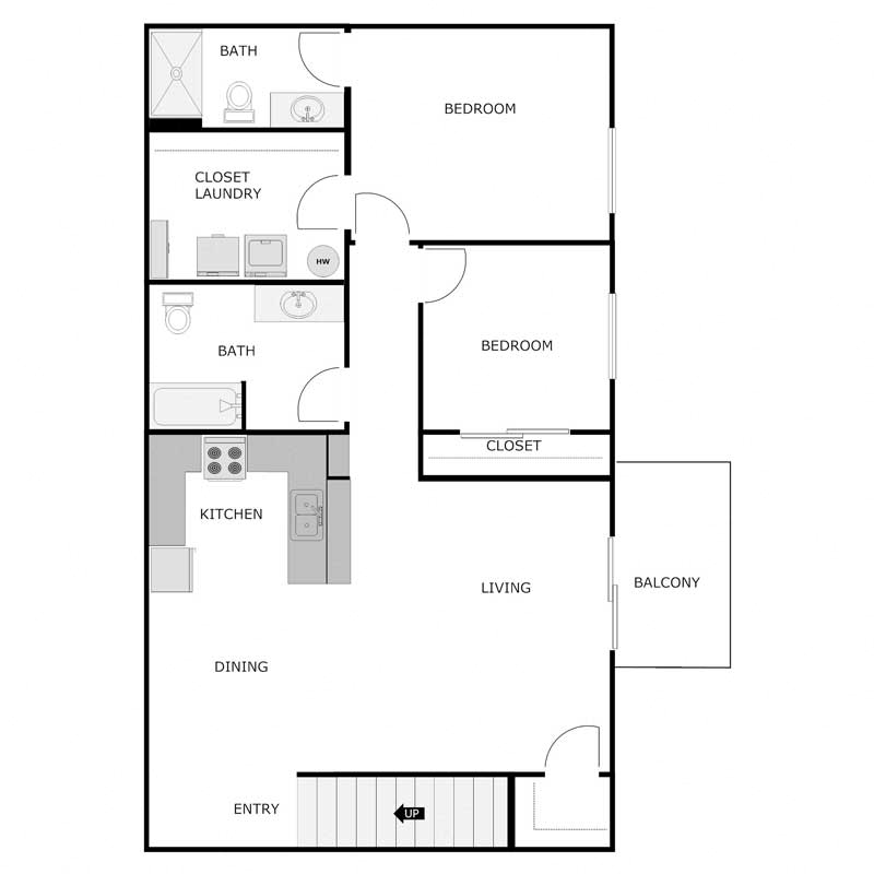 2 Bedrooms 2 Bathrooms Upper