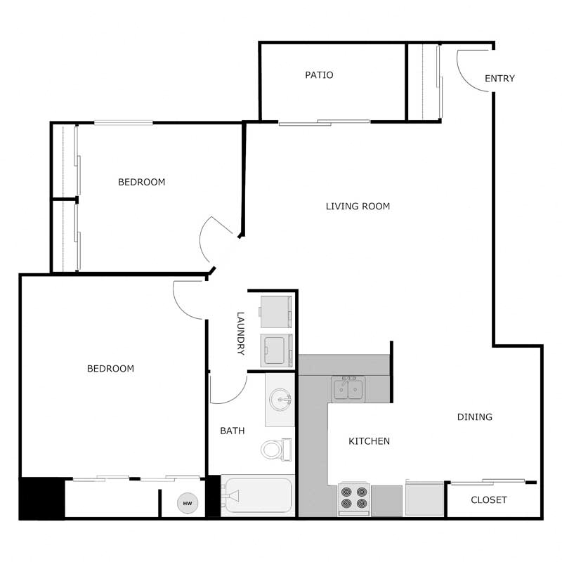 2 Bed 1 Bath