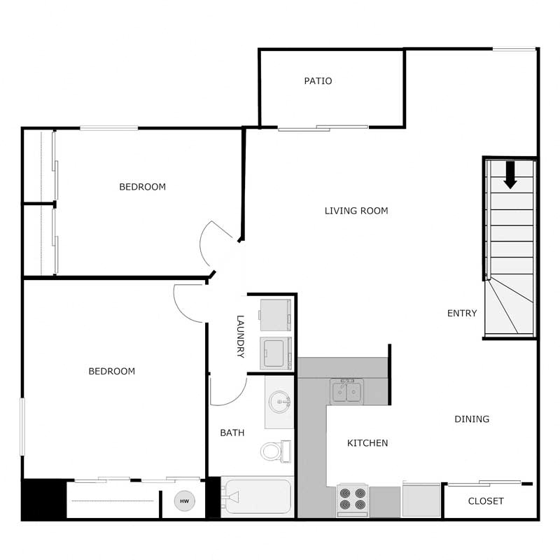 2 Bed 1 Bath