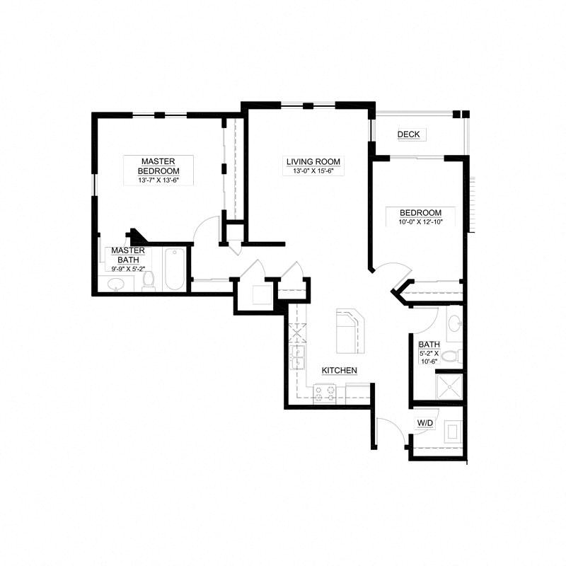 2 Bedroom 2 Bath Corner