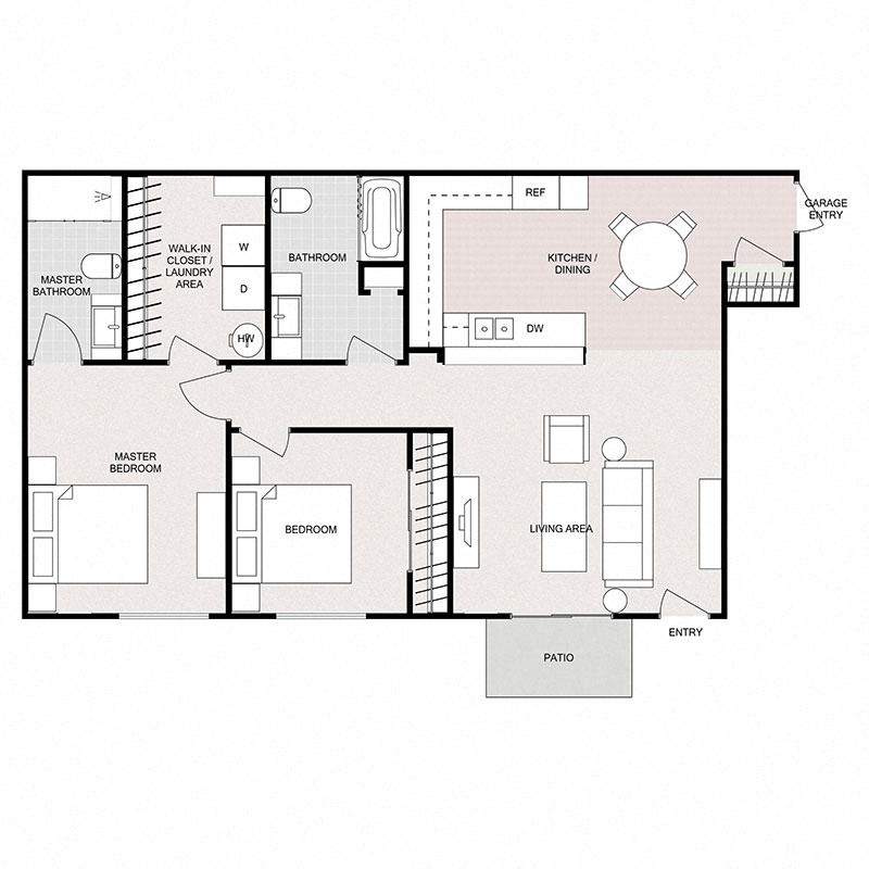 2 Bedroom 2 Bathroom - Lower