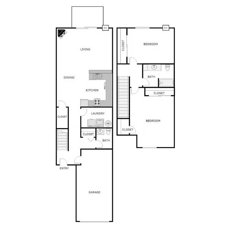2 Bedroom 1.5 Bath Townhouse