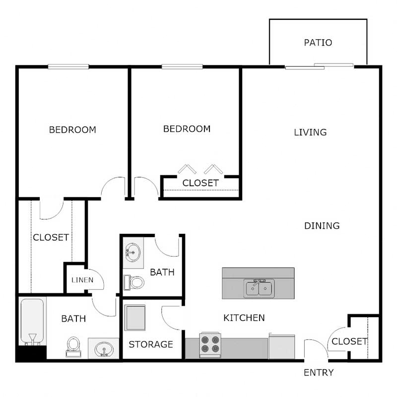 2 Bedroom 1.5 Bathroom