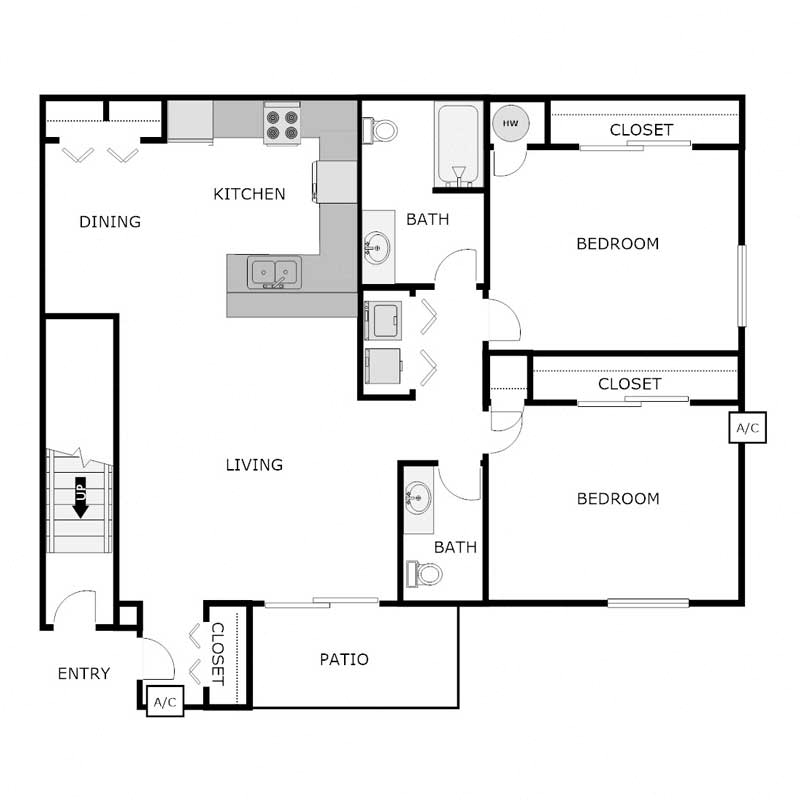 2 Bedroom 1.5 Bathroom - Detached Garage