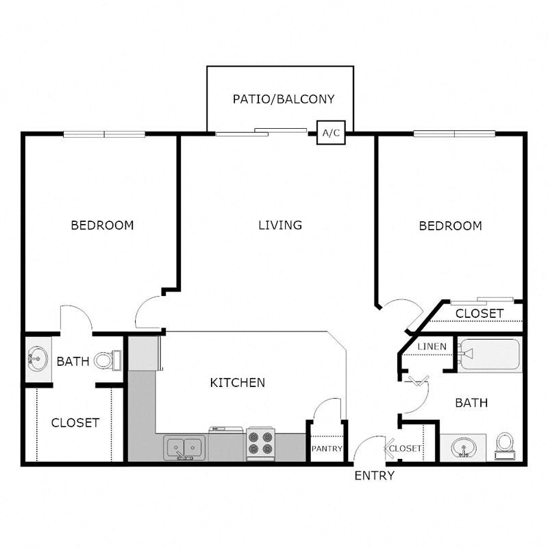 2 Bedroom 1.5 Bathroom B