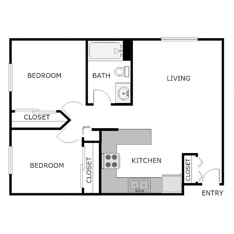 2 Bed 1 Bath B