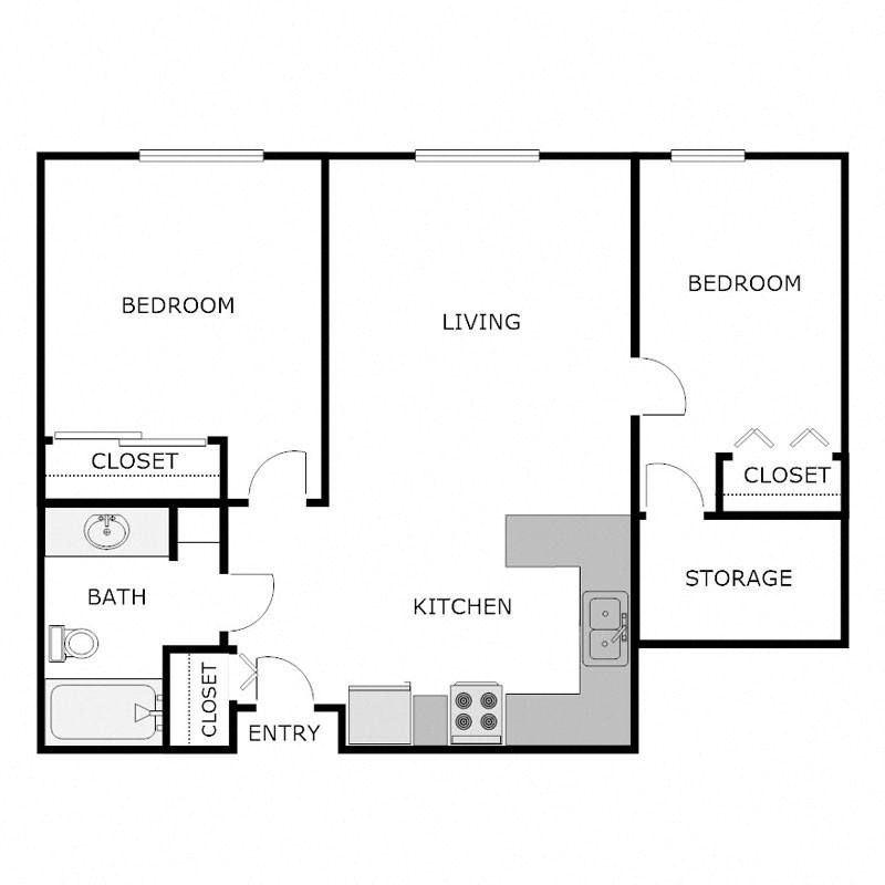 2 Bed 1 Bath A