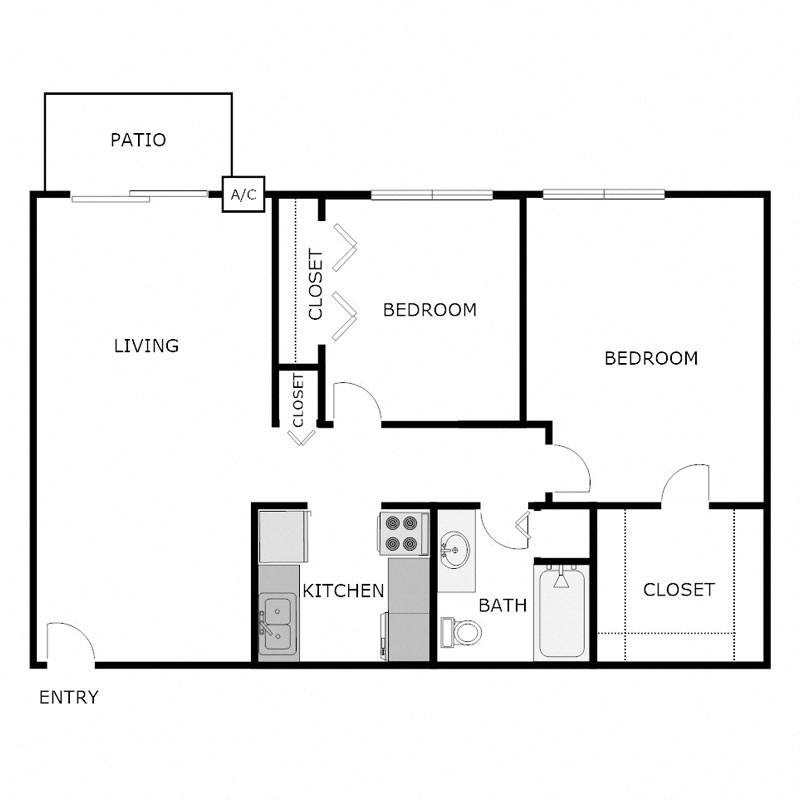 2 Bed 1 Bath