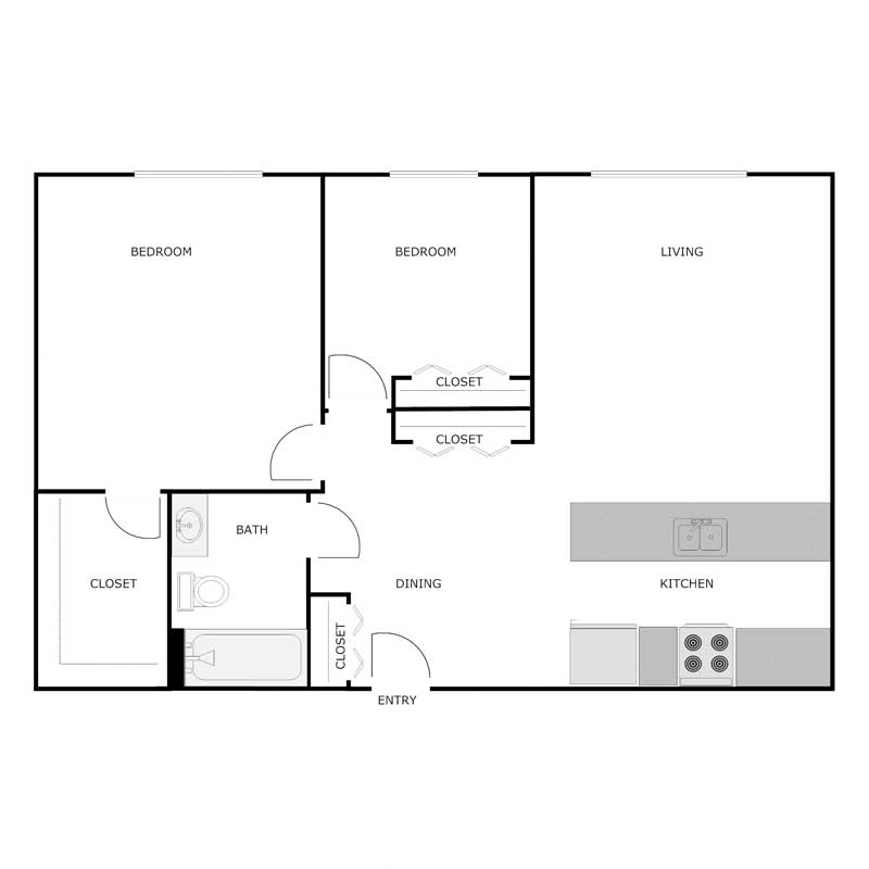2 Bedrooms, 1 Bath