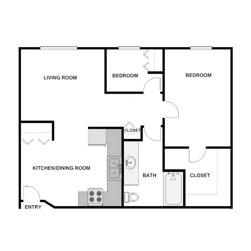 2 Bed 1 Bath