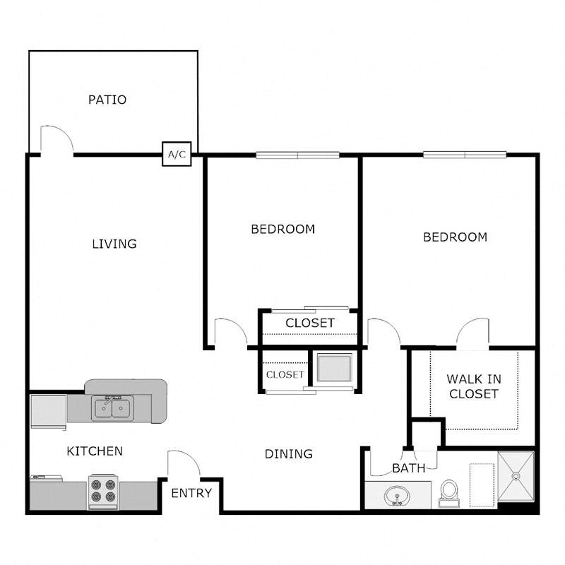2 Bedroom  1 Bathroom