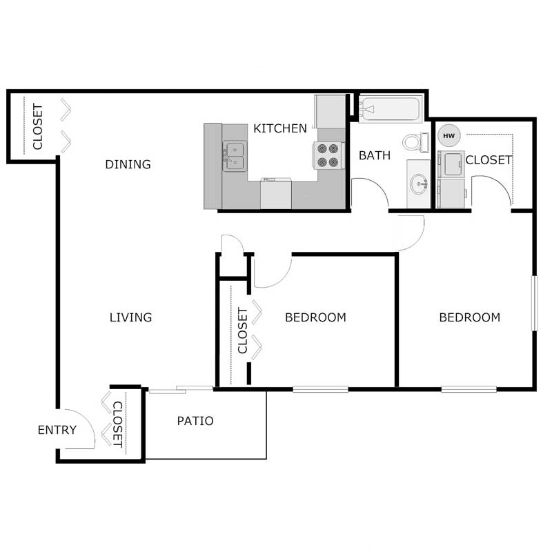 2 Bedroom 1 Bathroom - Lower