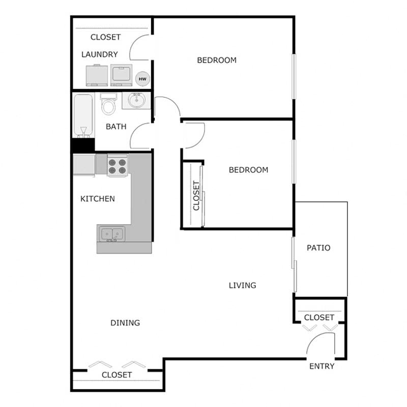2 Bedroom 1 Bathroom - Large Lower