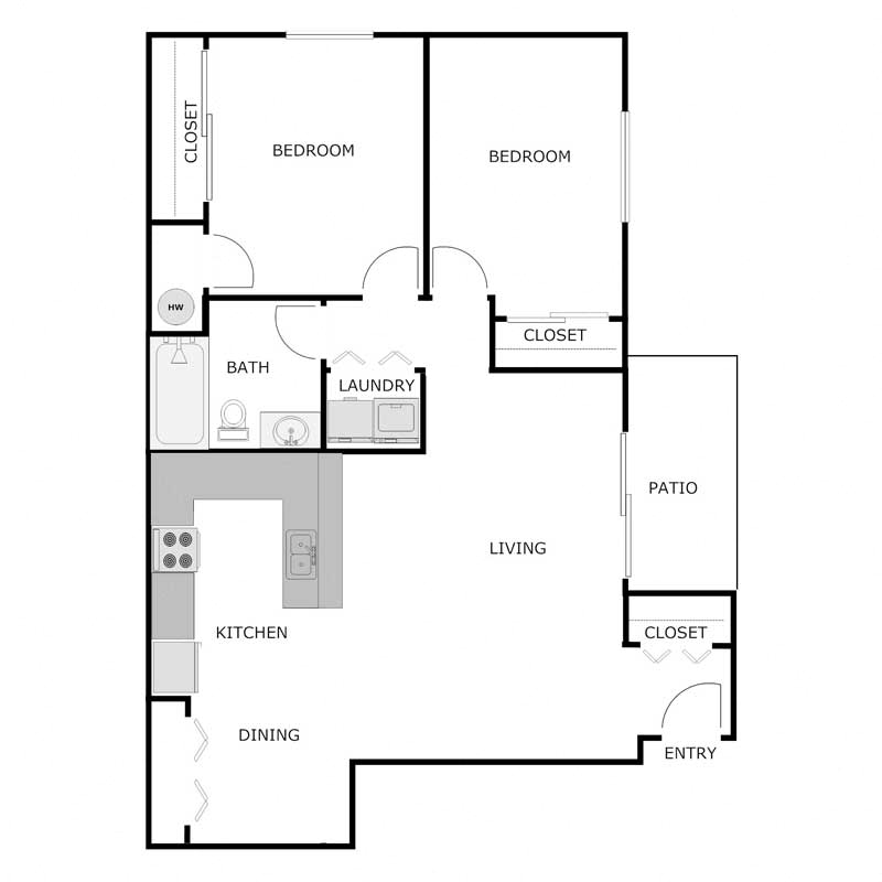 2 Bedroom 1 Bathroom - Small Lower