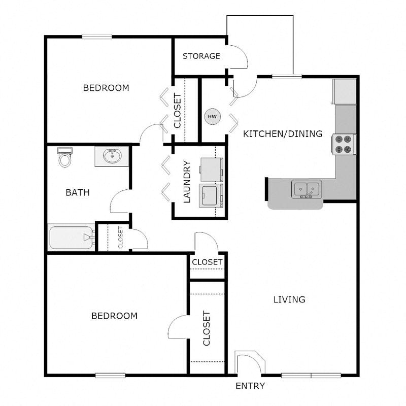 2 Bedroom 1 Bathroom