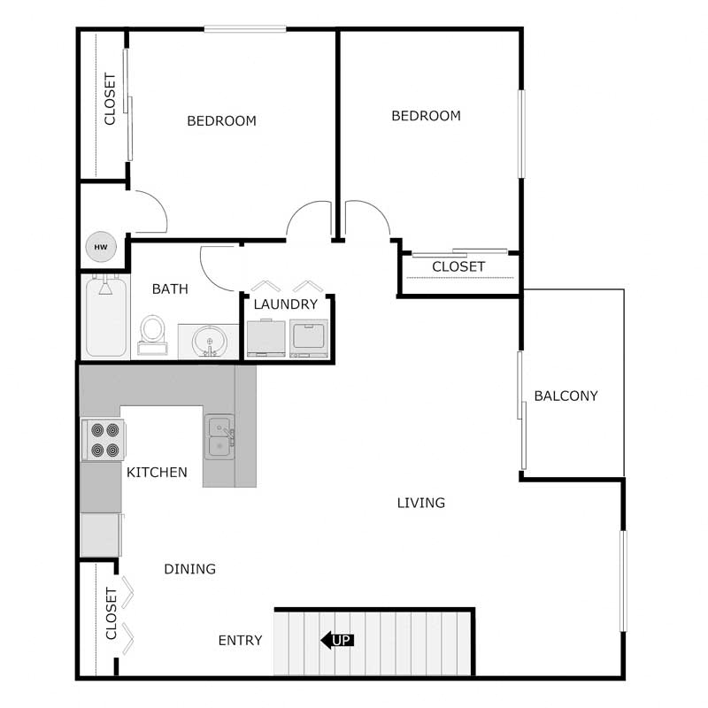 2 Bedroom 1 Bathroom - Small Upper