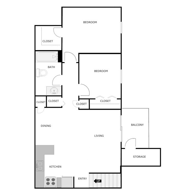 2 Bedroom 1 Bathroom - Upper