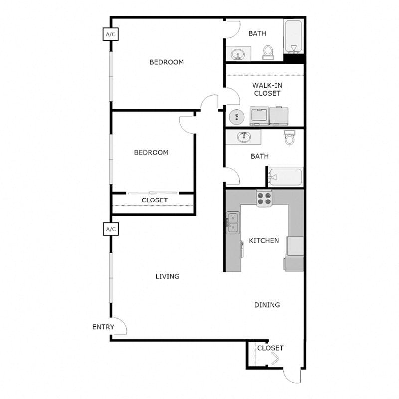2 Bed 2 Bath Lower