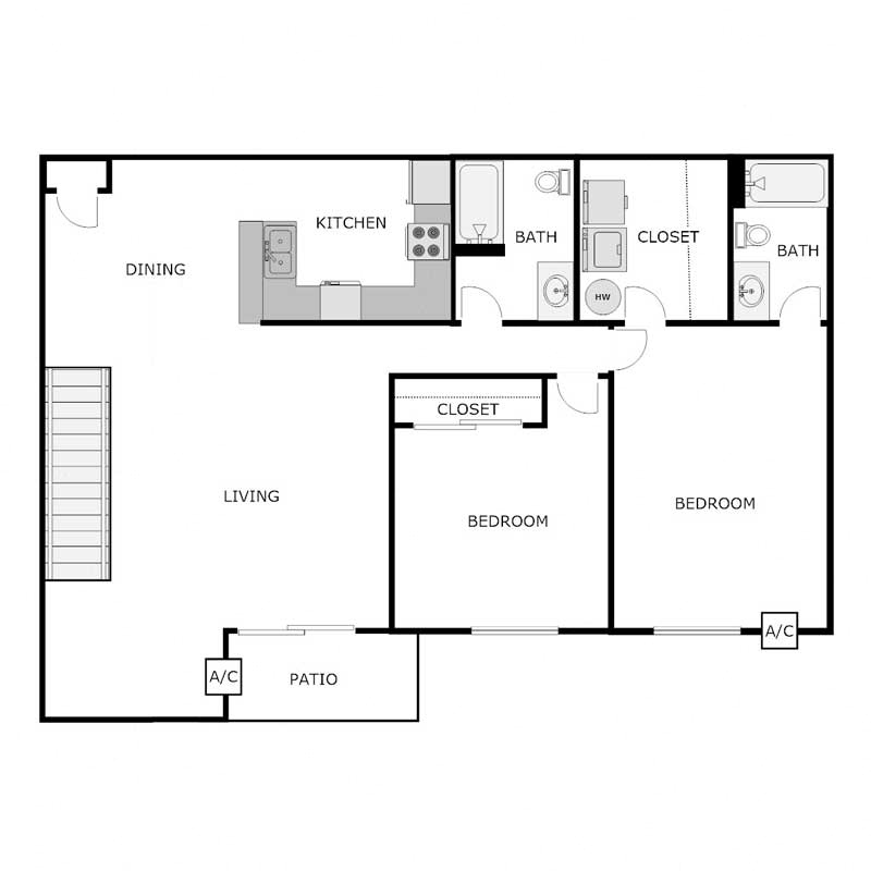 2 Bedroom 2 Bathroom - Attached Garage