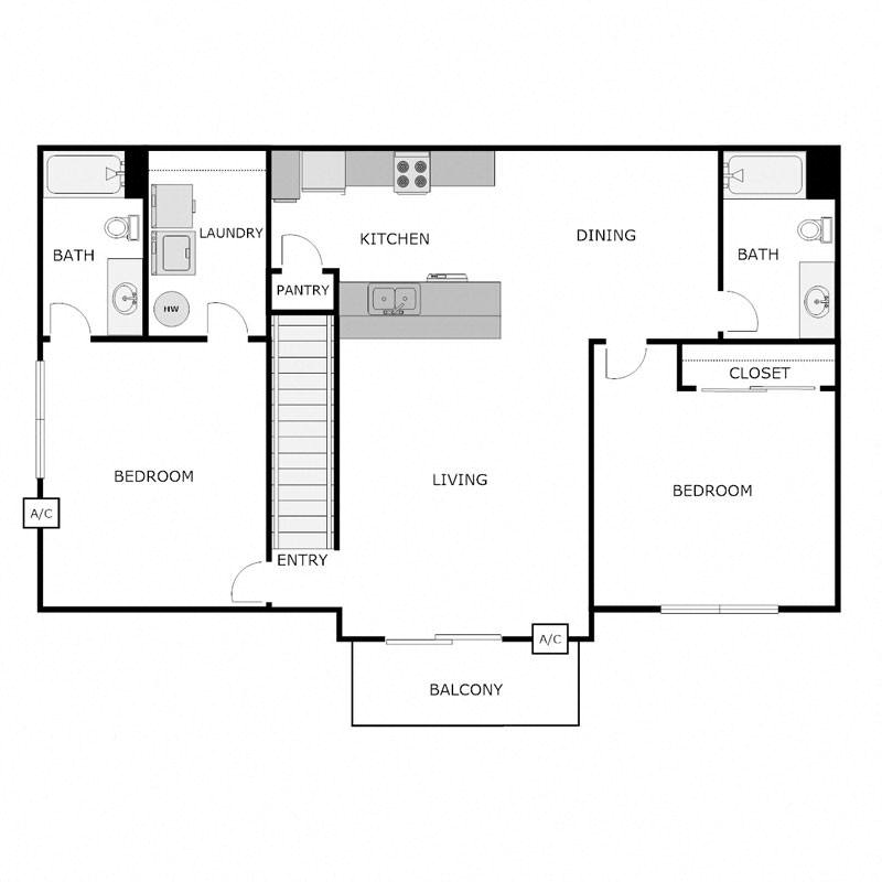 2 Bed 2 Bath Upper Split