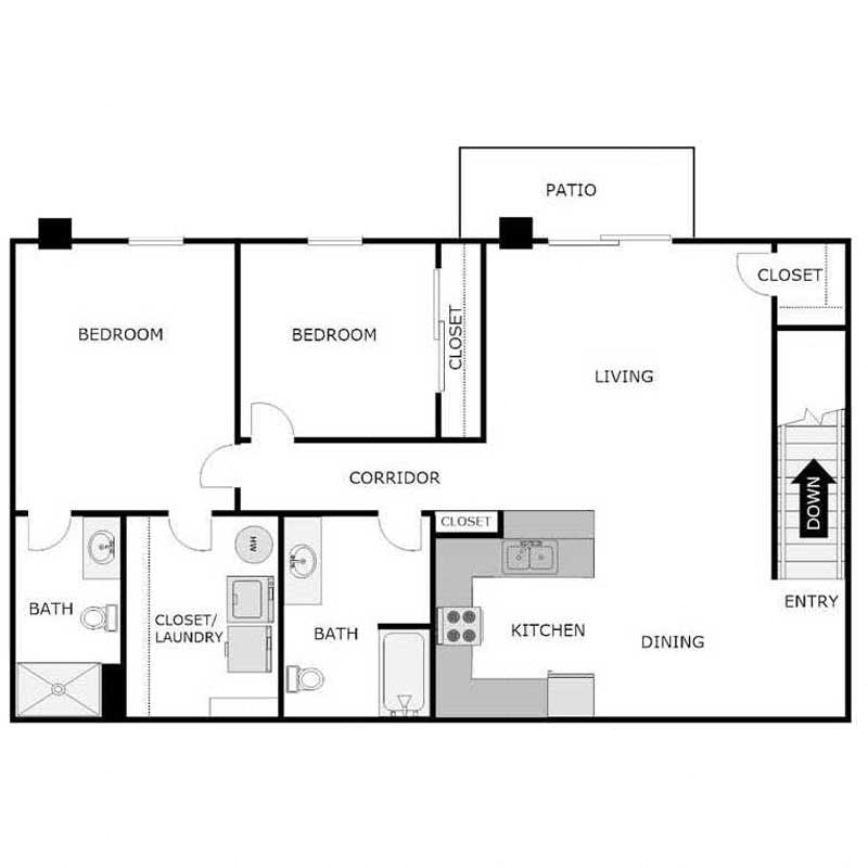 Two Bedrooms Two Bathrooms Upper