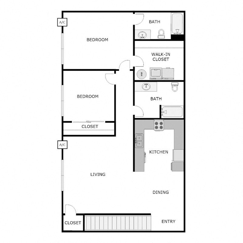 2 Bed 2 Bath Upper
