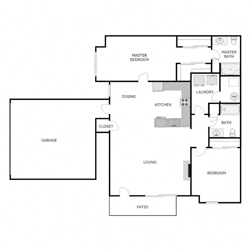 2 Bedroom 2 Bathroom - Lower