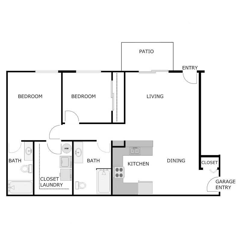 2 Bed 2 Bath - Lower