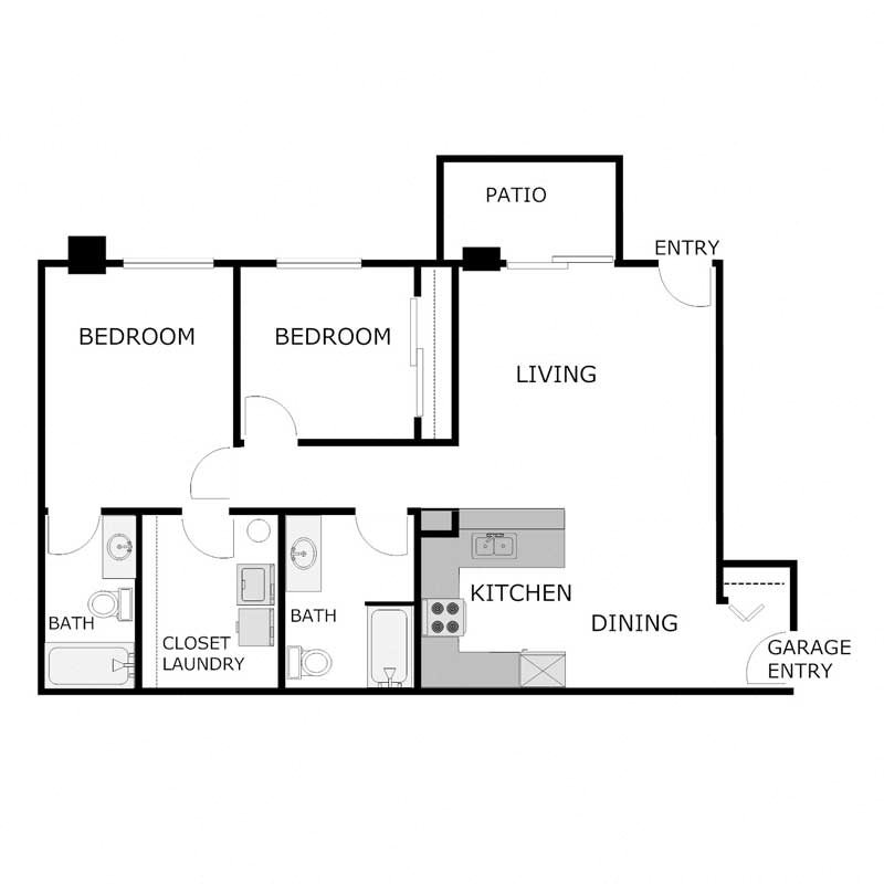 2 Bedroom 2 Bathroom - Lower