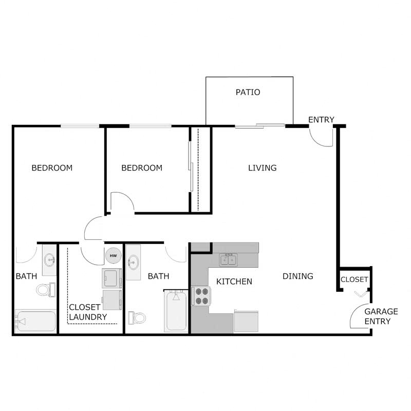 2 Bedroom 2 Bath  Lower