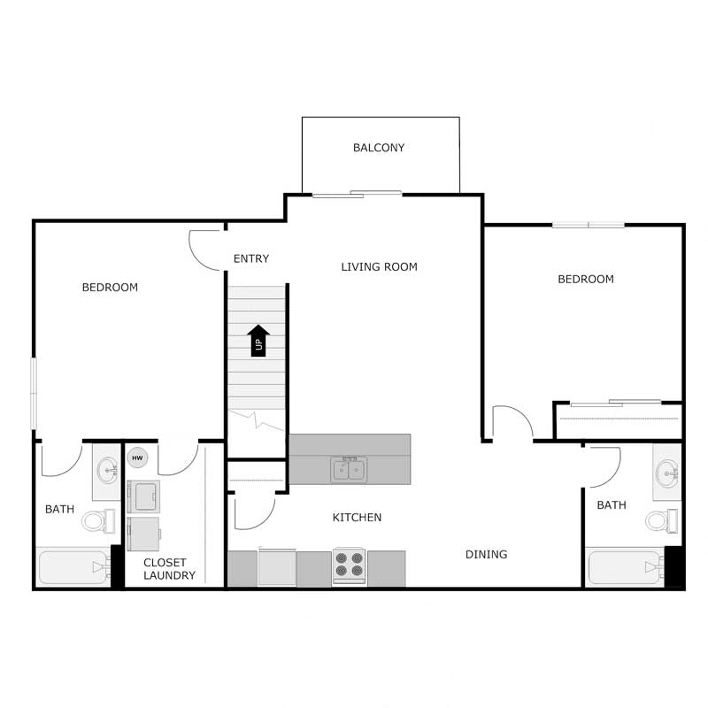 2 Bedroom 2 Bathroom Upper Split