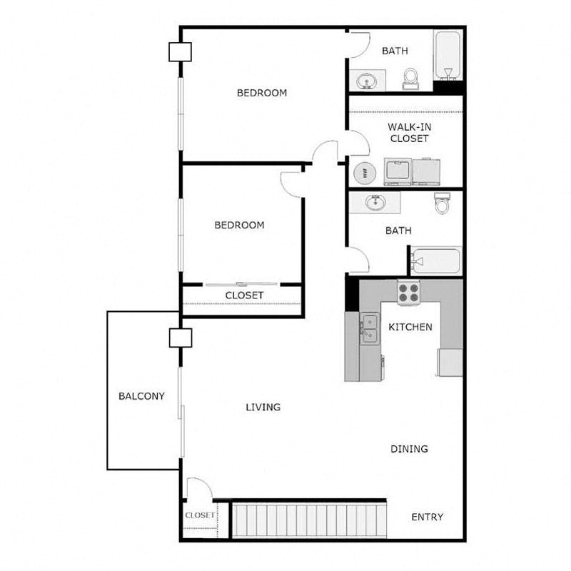 2 Bed 2 Bath Lower