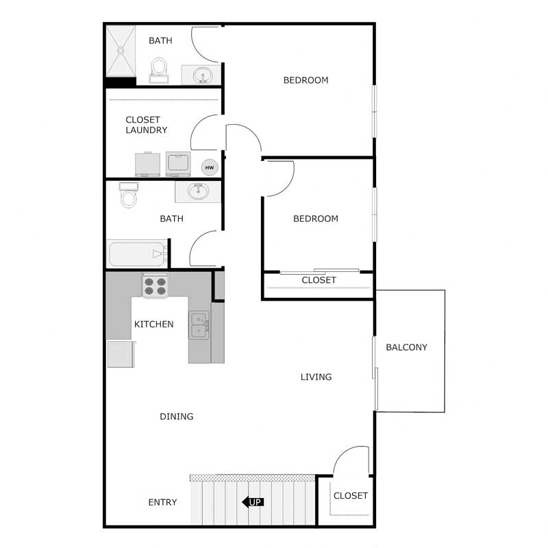 2 Bedroom 2 Bath Upper