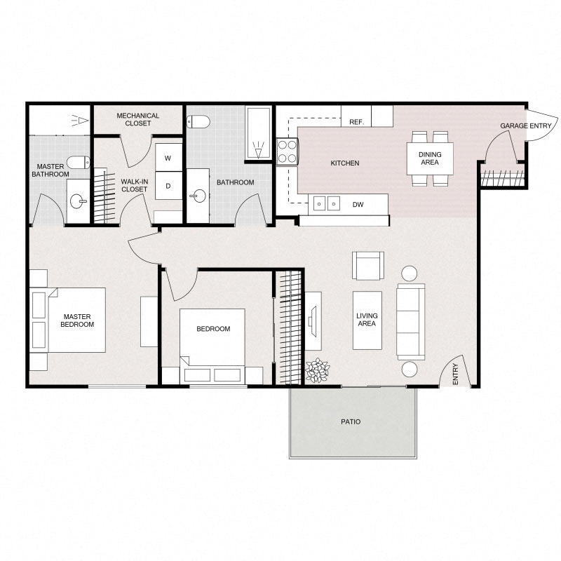 2 Bedroom 2 Bathroom - Lower
