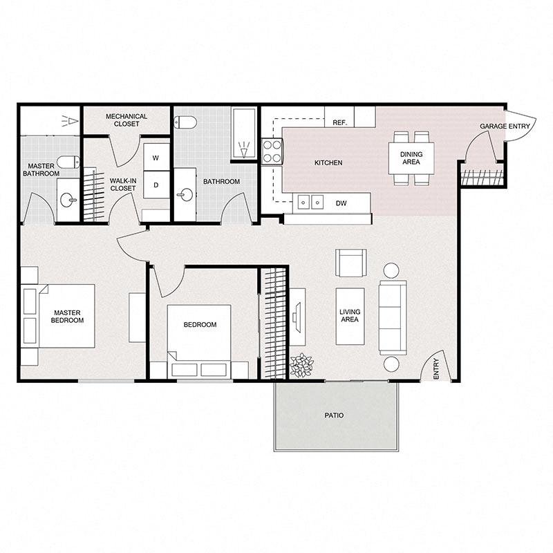 2 Bedroom 2 Bathroom - Lower