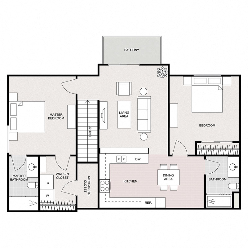2 Bed 2 Bath Upper Split