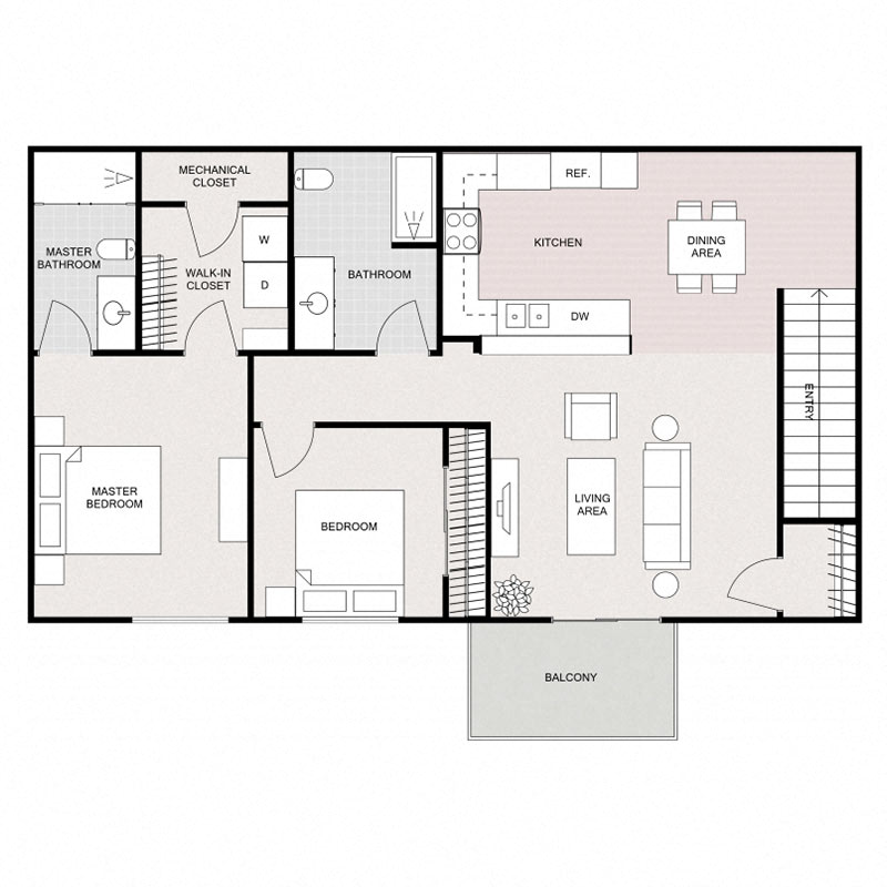 2 Bedroom 2 Bathroom - Upper